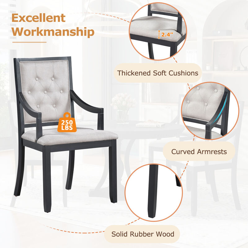 Whisen Retro 5-Piece Dining Table Set with Extendable Round Table and 4 Upholstered Chairs image number 8