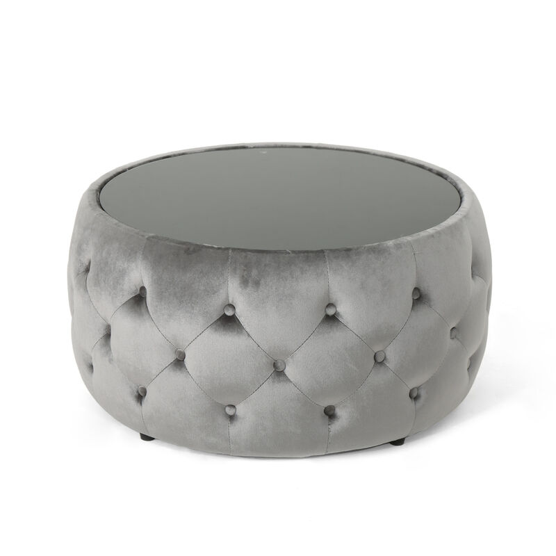 Merax Round Ottoman with Glass Top
