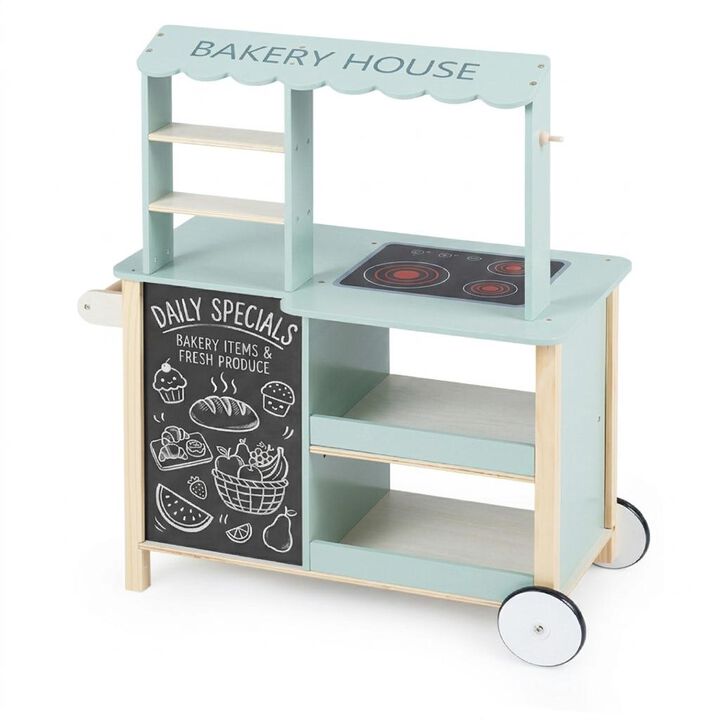Kids Wooden Play Kitchen Set with Cookware and Accessories