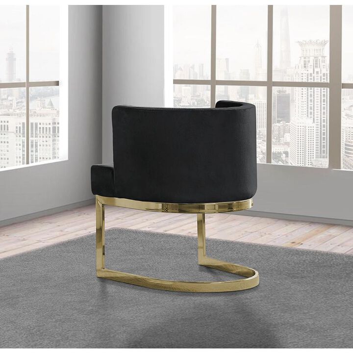 Best Quality Furniture Black Velvet Side Chair With Gold, Chrome Base - Single