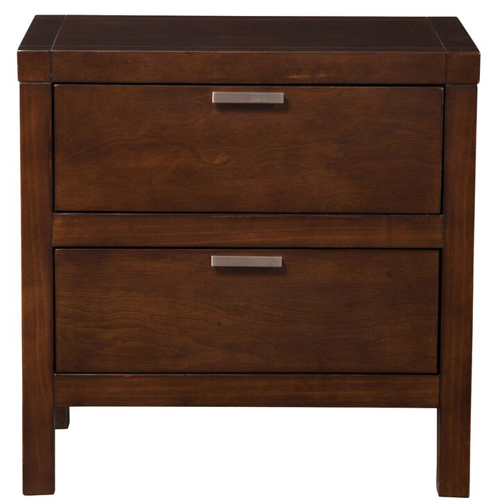 Homezia Cappuccino Contempo Wooden Two Drawer Nightstand