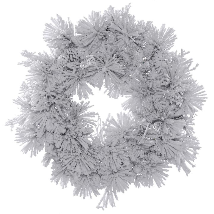 Vickerman 30" Flocked Alberta Artificial Christmas Wreath, Unlit - Faux Snowy Christmas Wreath - Seasonal Indoor Home Decor