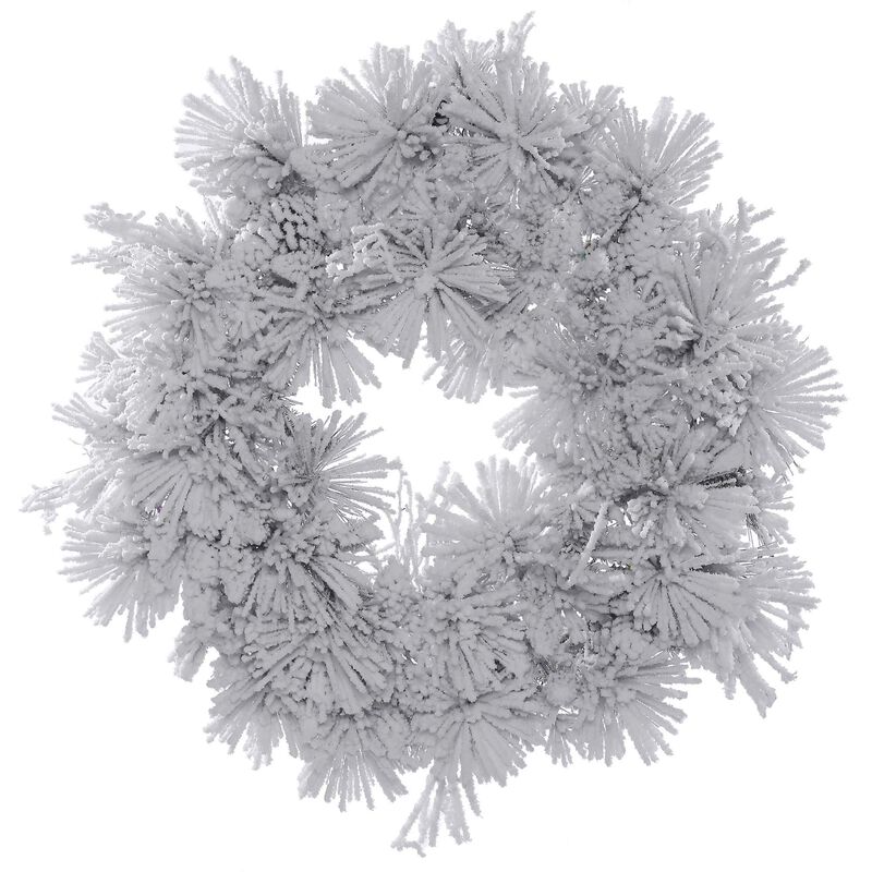 Vickerman 30" Flocked Alberta Artificial Christmas Wreath, Unlit - Faux Snowy Christmas Wreath - Seasonal Indoor Home Decor image number 0