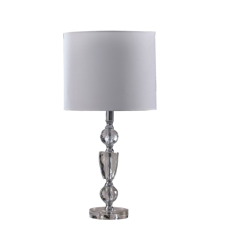 Hivvago 24" Clear And Silver Faux Crystal And Metal Table Lamp With White Drum Shade