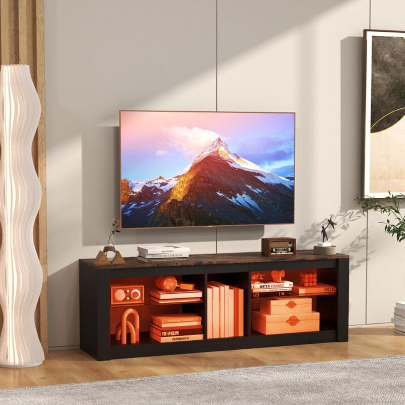 Hivvago Modern TV Stand with LED Light and Adjustable Shelves for TVs up to 65 inch