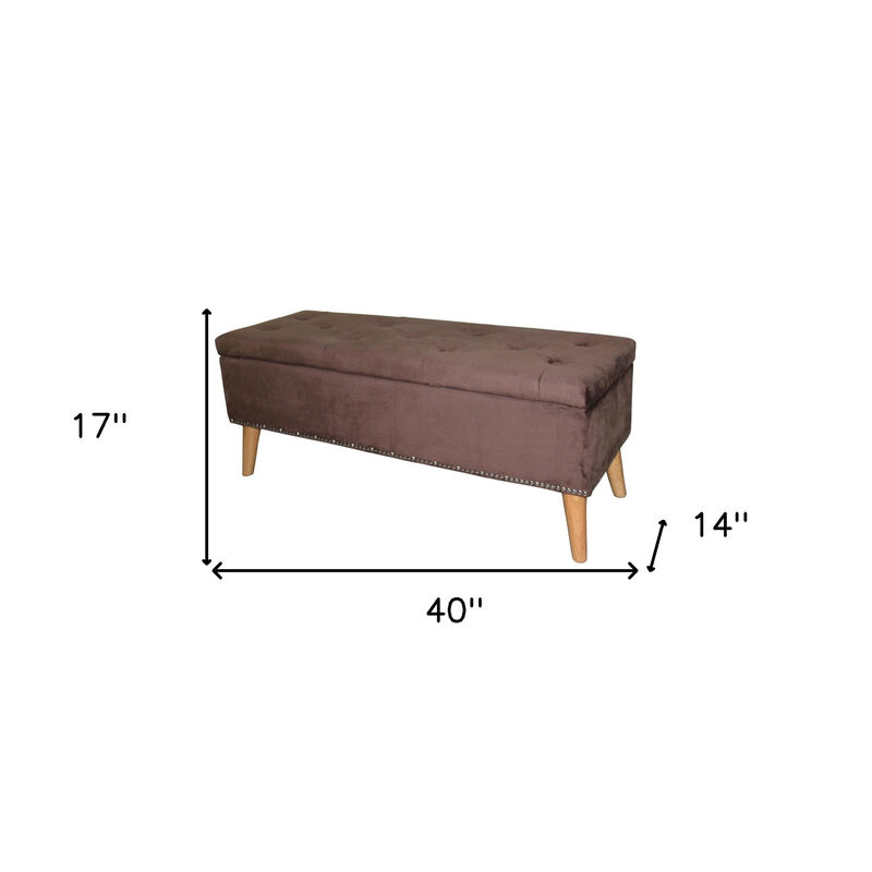 Premium Suede Upholstered Storage Bench &ndash; Comfortable Ottoman with Storage Space image number 5