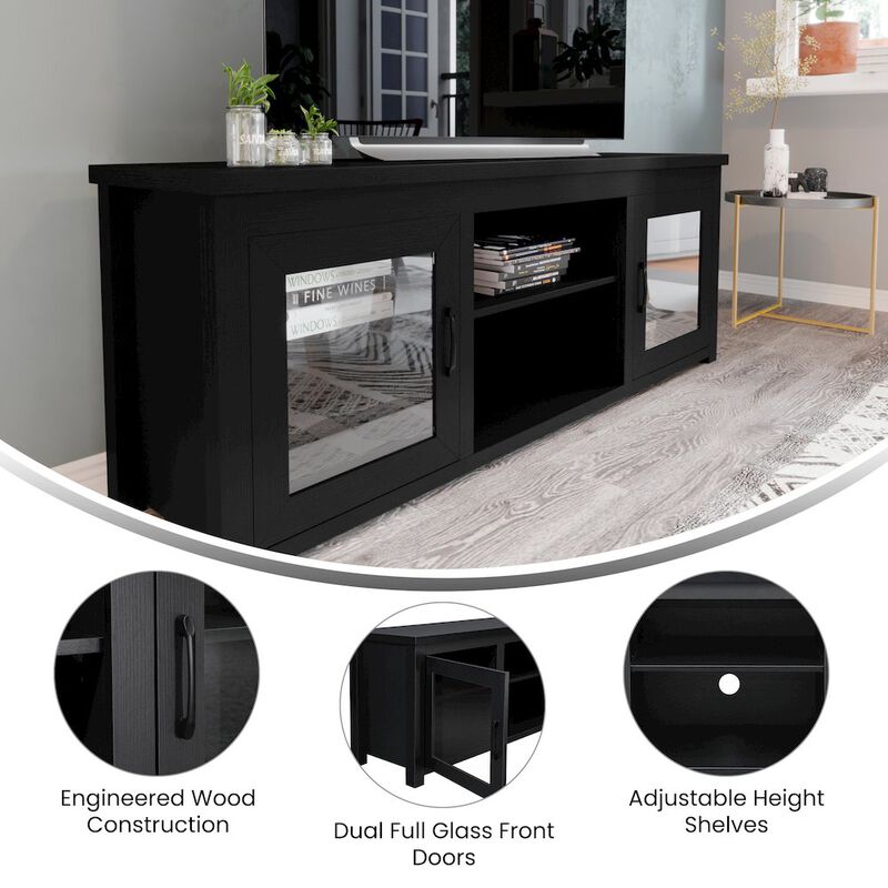 Flash Furniture 65" Entertainment Center with Storage Cabinets for up to 80" TV's, Black image number 9