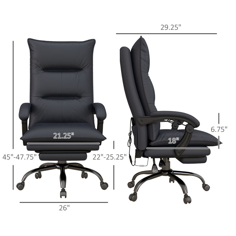 Vinsetto Executive Massage Office Chair with 6 Vibration Points, Microfiber Computer Desk Chair, Heated Reclining Chair with Footrest, Armrest, Double Padding, Charcoal Gray image number 4