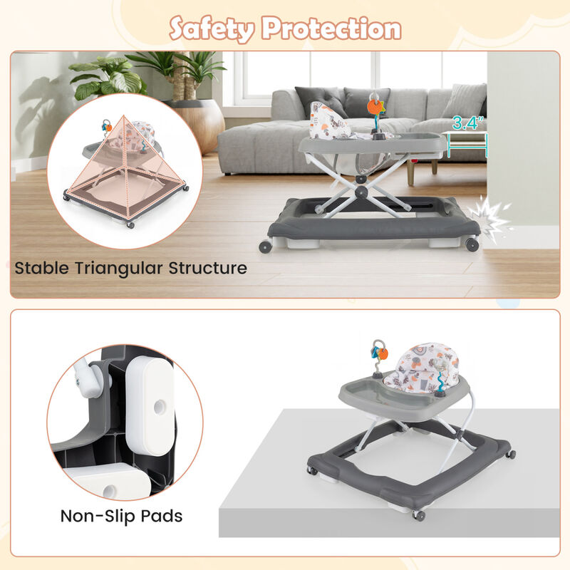 Foldable Baby Walker with Removable Seat and Adjustable Height image number 3