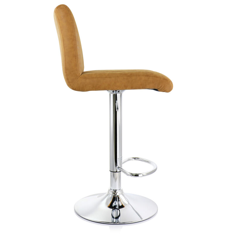 Elama 2 Piece Vintage Faux Leather Adjustable Bar Stool in Camel