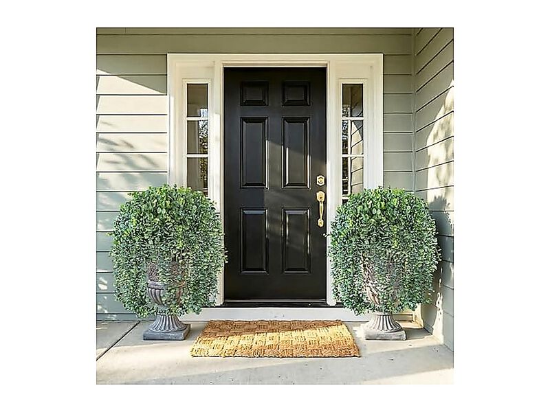 Faux Outdoor Plants Fake Hanging Outdoors Outside Decor 2 Pack White Eucalyptus image number 2