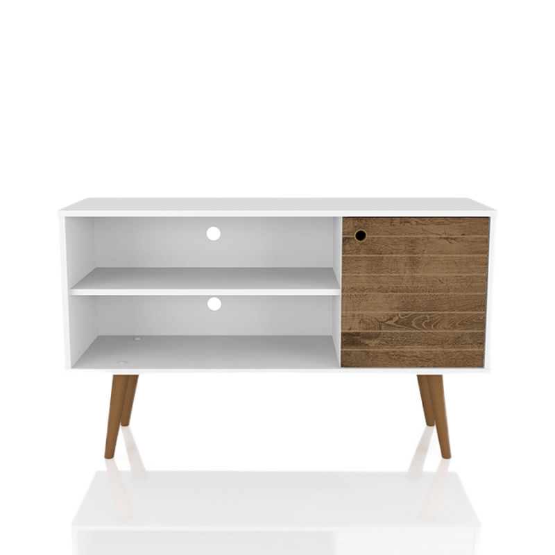 Liberty Small TV Stand in White and Brown