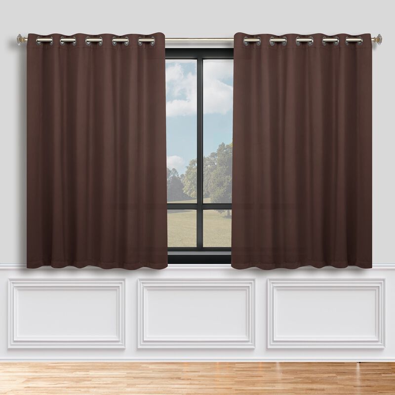 Modern Solid Blackout Curtain Panels Set of 2 Room Darkening Drapes image number 1