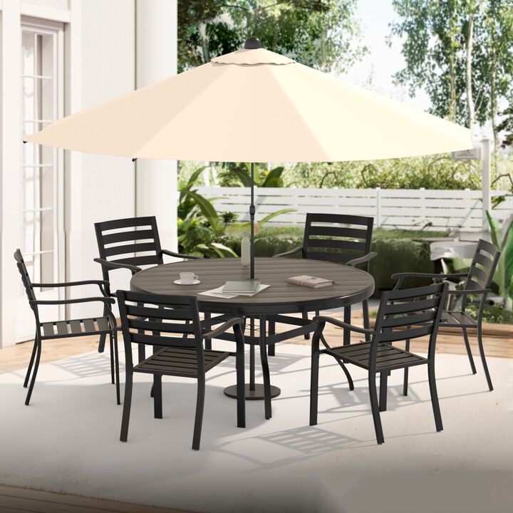 2 Pieces lron Terrace Outdoor Dining Chairs, Bistro Metal Chairs, All-Weather Outdoor Metal Dining Chairs