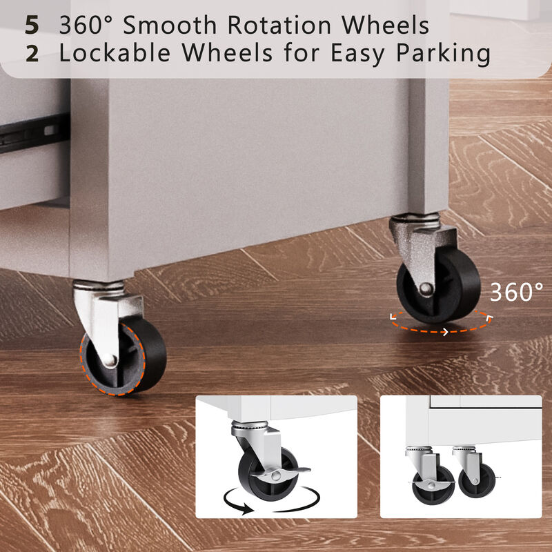 Merax Embossed Texture Kitchen Island on Wheels with Spice Rack