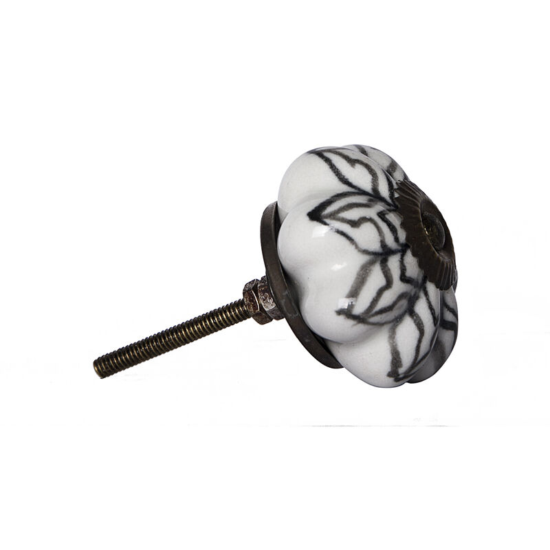 HomeRoots Set of Eight Black And White Ceramic And Metal Drawer Pull Knobs image number 2
