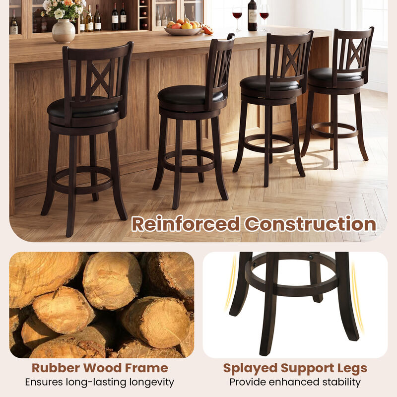 Set of 2 Swivel Bar Chairs with Open Backrest and Built-In Footrest image number 6