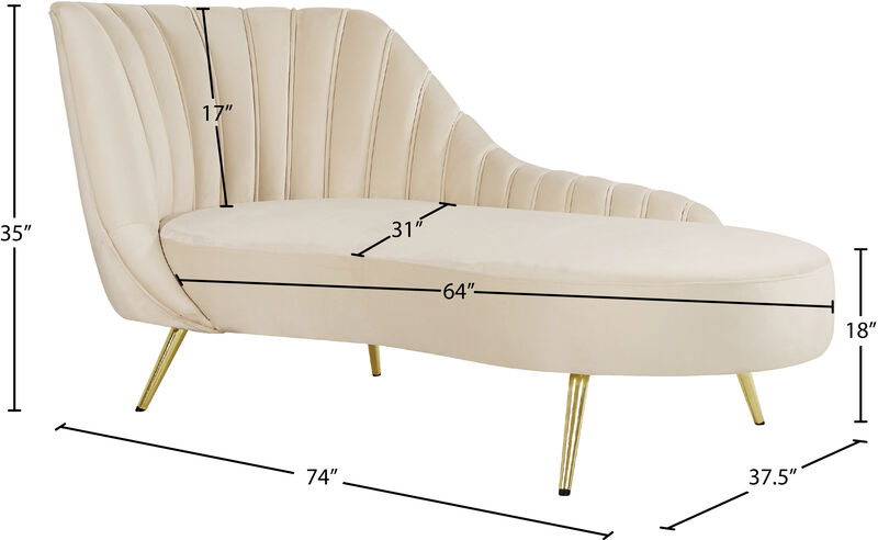 Meridian Furniture Margo Cream Velvet Chaise