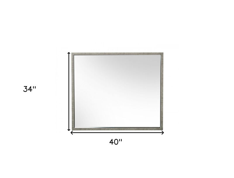 HomeRoots 34" Gray Faux Concrete Framed Accent Mirror image number 4