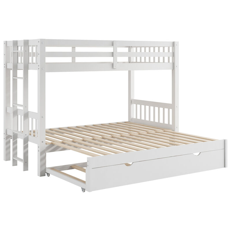 Whisen Twin over Pull-out Bunk Bed with Trundle, Pine Wood, for Kids Teens Bedroom image number 8