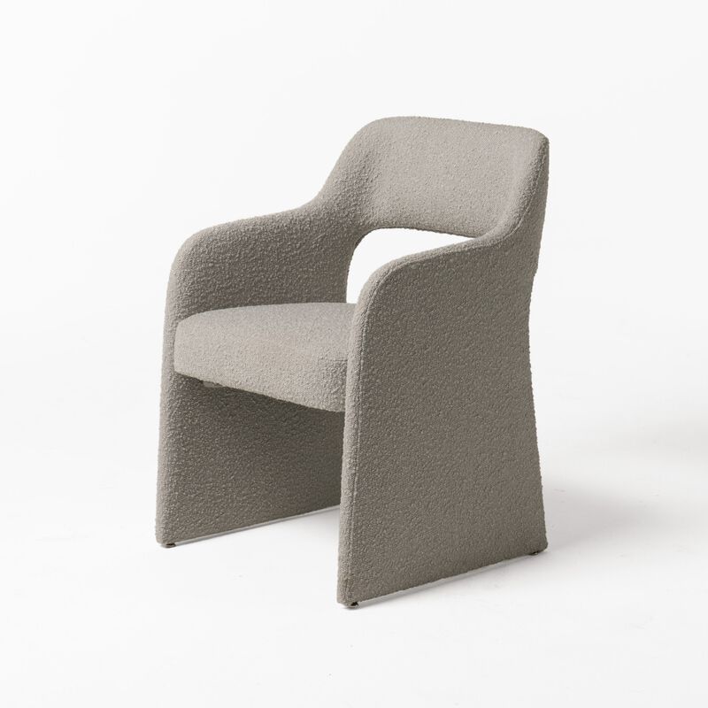 Cid Bistro 24 Inch Dining Chair, Light Gray Polyester, Cushions, Solid Wood - Benzara image number 2