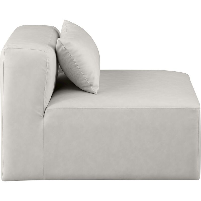 Meridian Furniture Cube Cream Vegan Leather Armless Chair