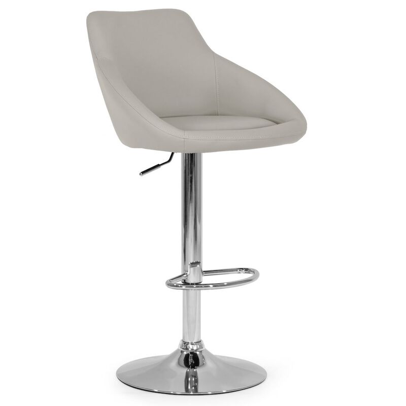 Glamour Home Set of 2 Alani Ashy Gray Adjustable Height Swivel Bar Stool in Faux Leather