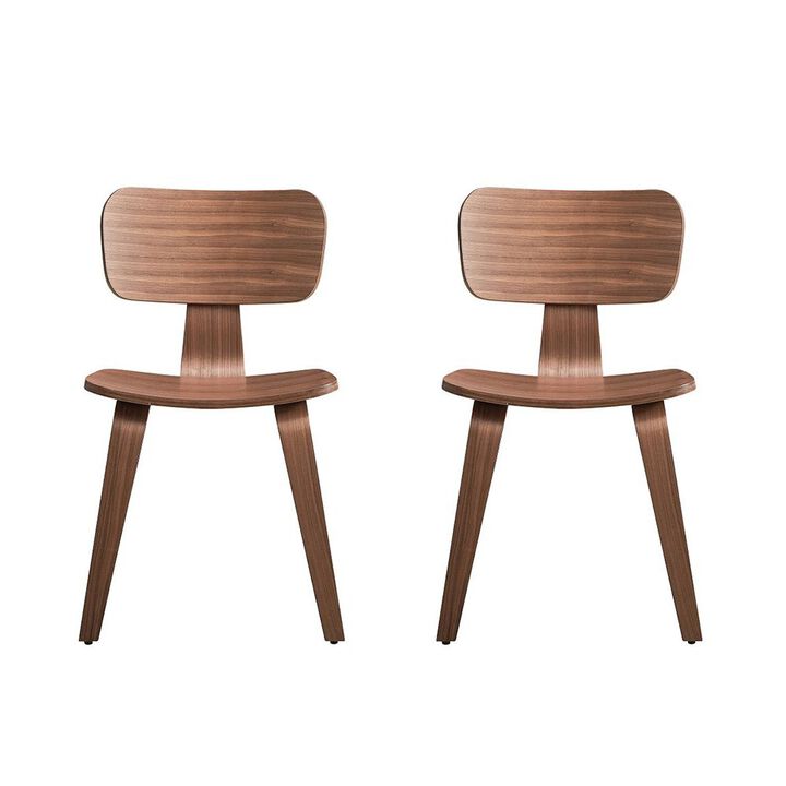 Simple Relax Set of 2 Wooden Side Chairs in Walnut