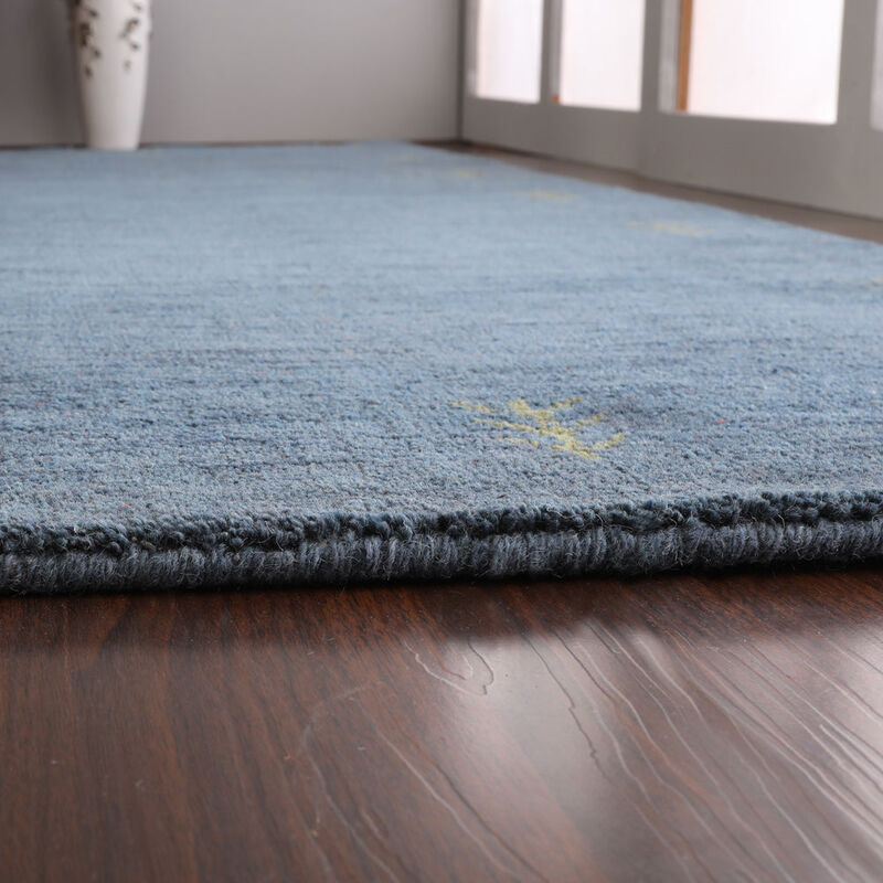 Rugsotic Carpets Hand Knotted Loom Wool 2'6''x10' Runner Area Rug Contemporary Light Blue L00226