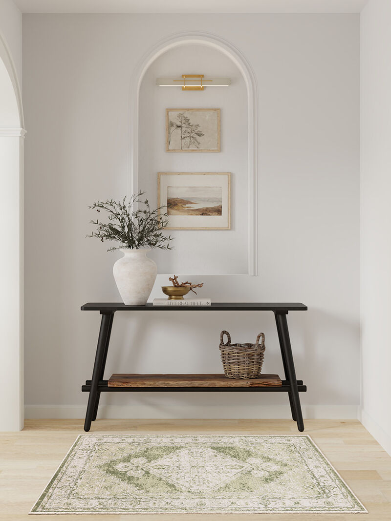 Astra Machine Washable ASW11 Ivory/Green 3'3" x 5' Rug