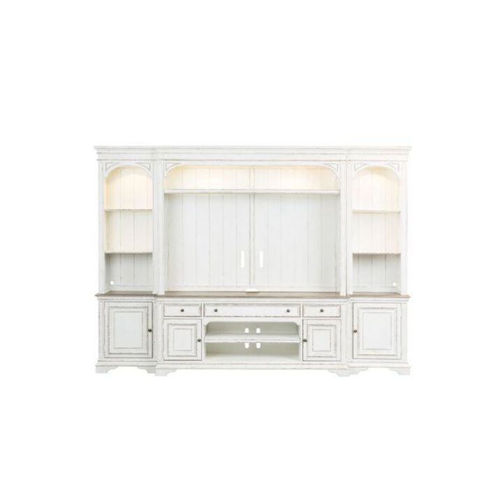 Liberty Furniture Magnolia Manor Entertainment Center with Piers in Antique White
