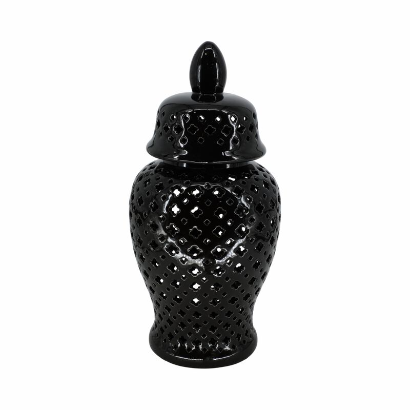 24" Cut-out Clover Temple Jar, Black image number 1