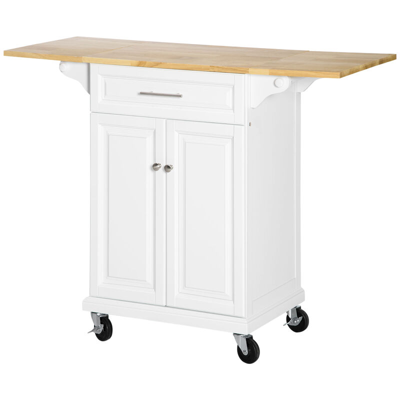 Kitchen Island Cart on Wheels with Extended Counter Drawer Cabinet Towel Racks