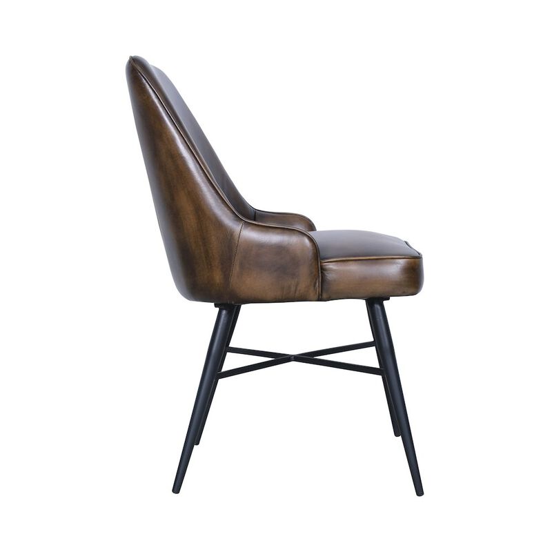 World Interiors Galway Dining Chair in Antique Whiskey Leather