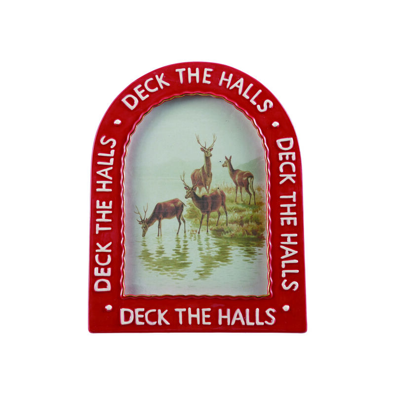 Embossed Stoneware Frame in Festive Red & White image number 0