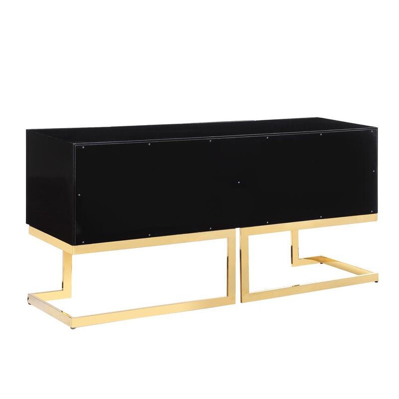 Best Master Furniture Timotheos 64 Black Lacquered Wood Sideboard with Gold Accents