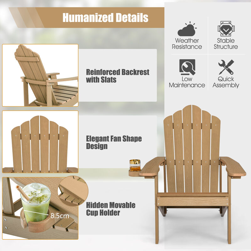 Weather Resistant HIPS Outdoor Adirondack Chair with Cup Holder