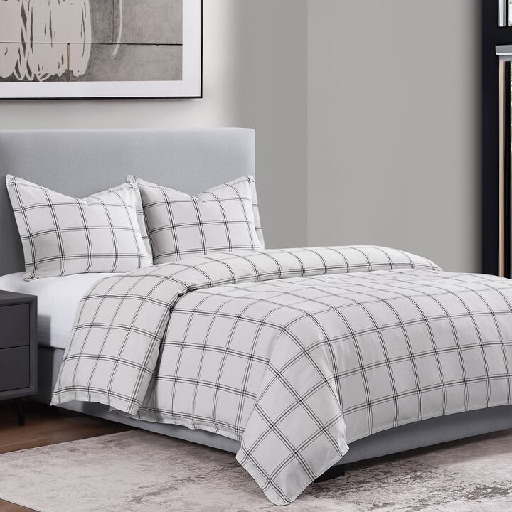 Windowpane Plaid White King Comforter Set