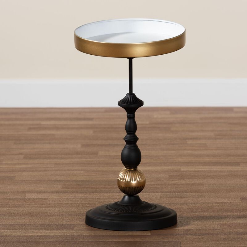 Baxton Studio Javion Modern Glam Round Accent Side Table &ndash; Black & Gold Metal End Table with Tray Top for Indoor or Semi-Outdoor Use image number 6
