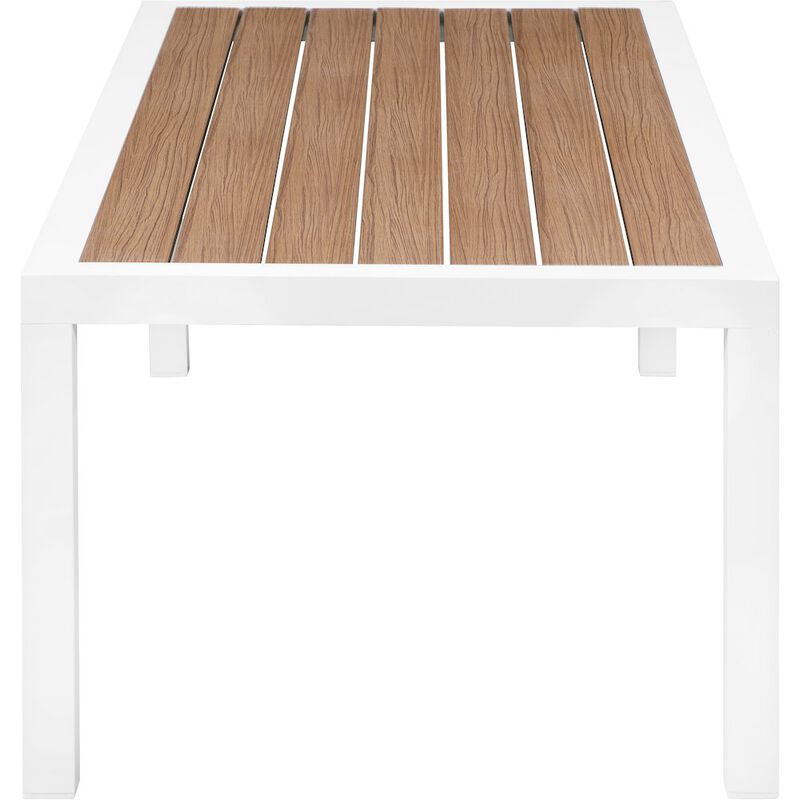 Meridian Furniture Nizuc Brown Wood Look Accent Paneling Outdoor Patio Aluminum Coffee Table