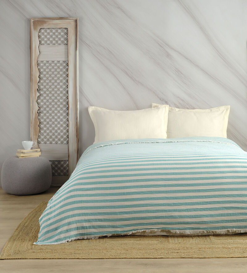 Textile Muslin Striped Cotton Full Coverlet