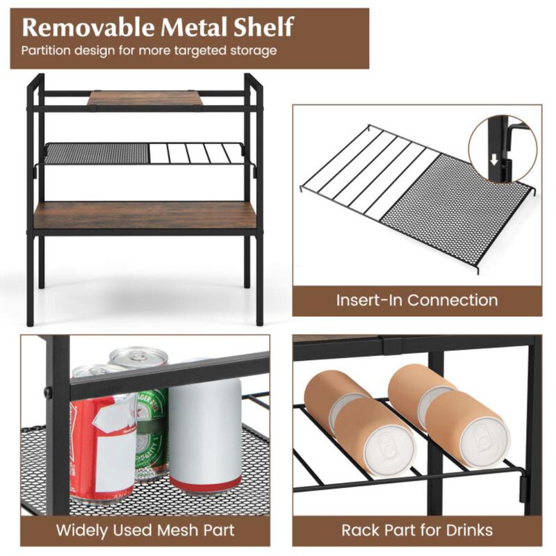 Hivvago Industrial Entryway Table with Removable Panel and Mesh Shelf