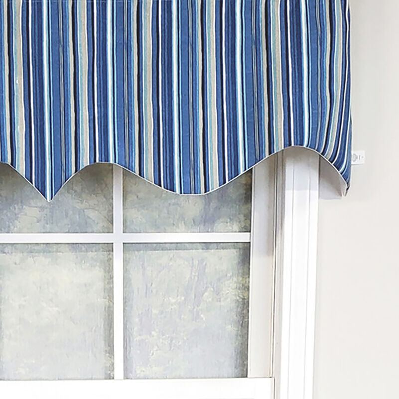 RLF Home Modern Design Classic Beach Stripe Regal Style Window Valance 50" x 17" Blue