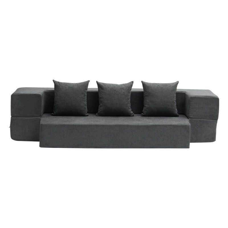 Foldable Sofa Bed Convertible Chair Bed with Memory Foam and Washable Cover- Dark Grey image number 0