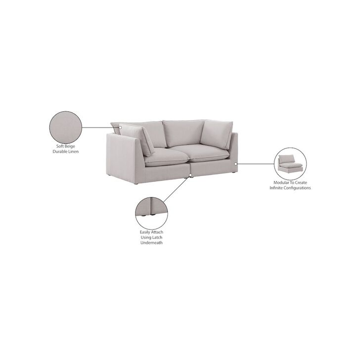 Meridian Furniture Mackenzie Beige Durable Linen Textured Modular Sofa