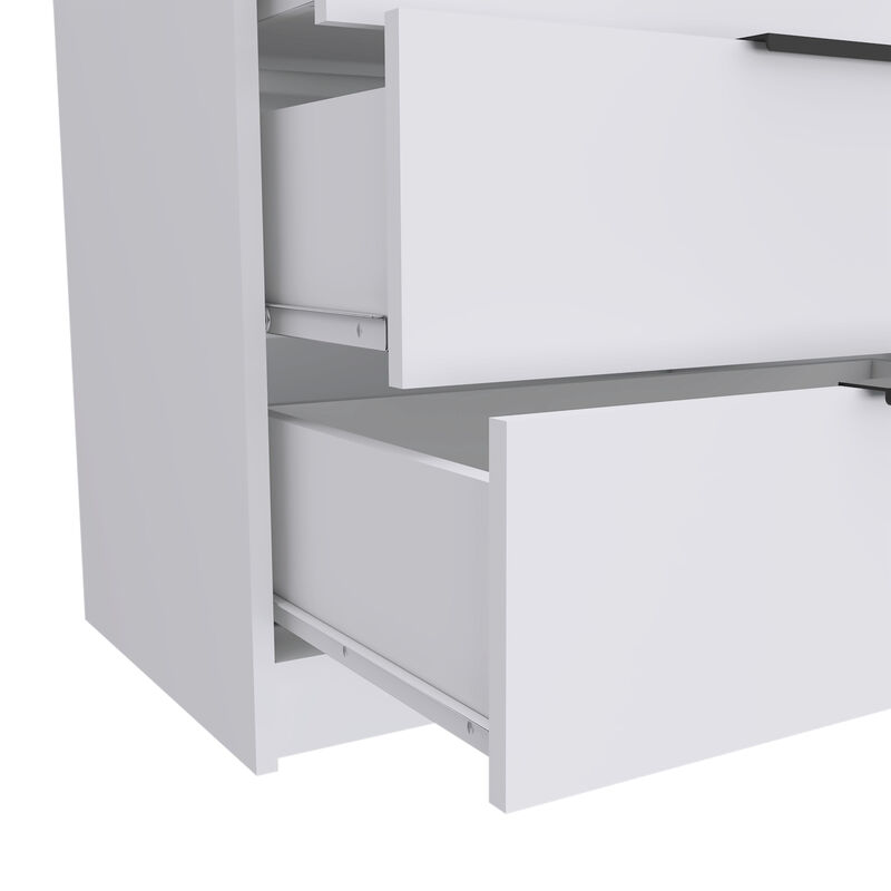 DEPOT E-SHOP Egeo 3 Drawers Dresser, Superior Top, White