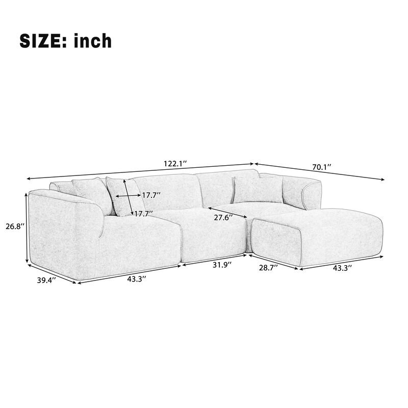 Merax U_Style Luxury living room double-needle cut velvet sofa