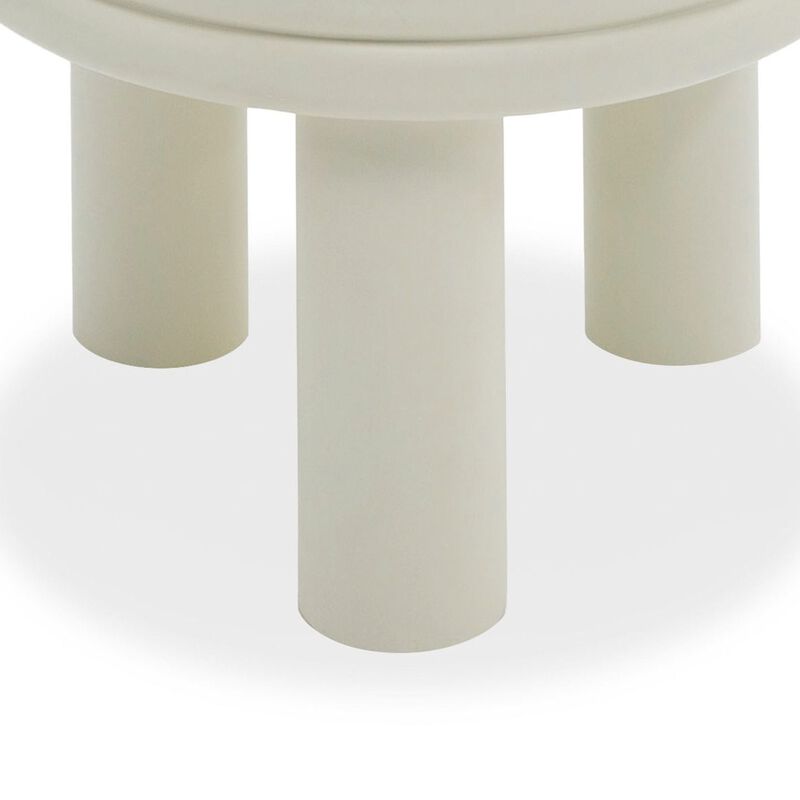 Cid Finley 20 Inch Side End Table, Round Tiered Design, White Gloss Wood