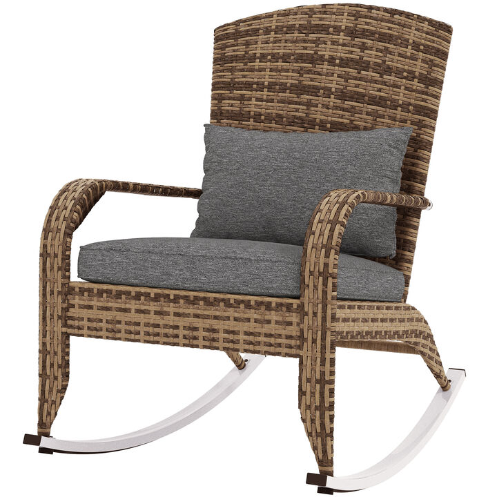 Hivvago High Back Wicker Rocking Chair