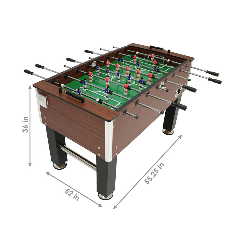 Sunnydaze 55 in Faux Wood Foosball Game Table with Folding Drink Holders
